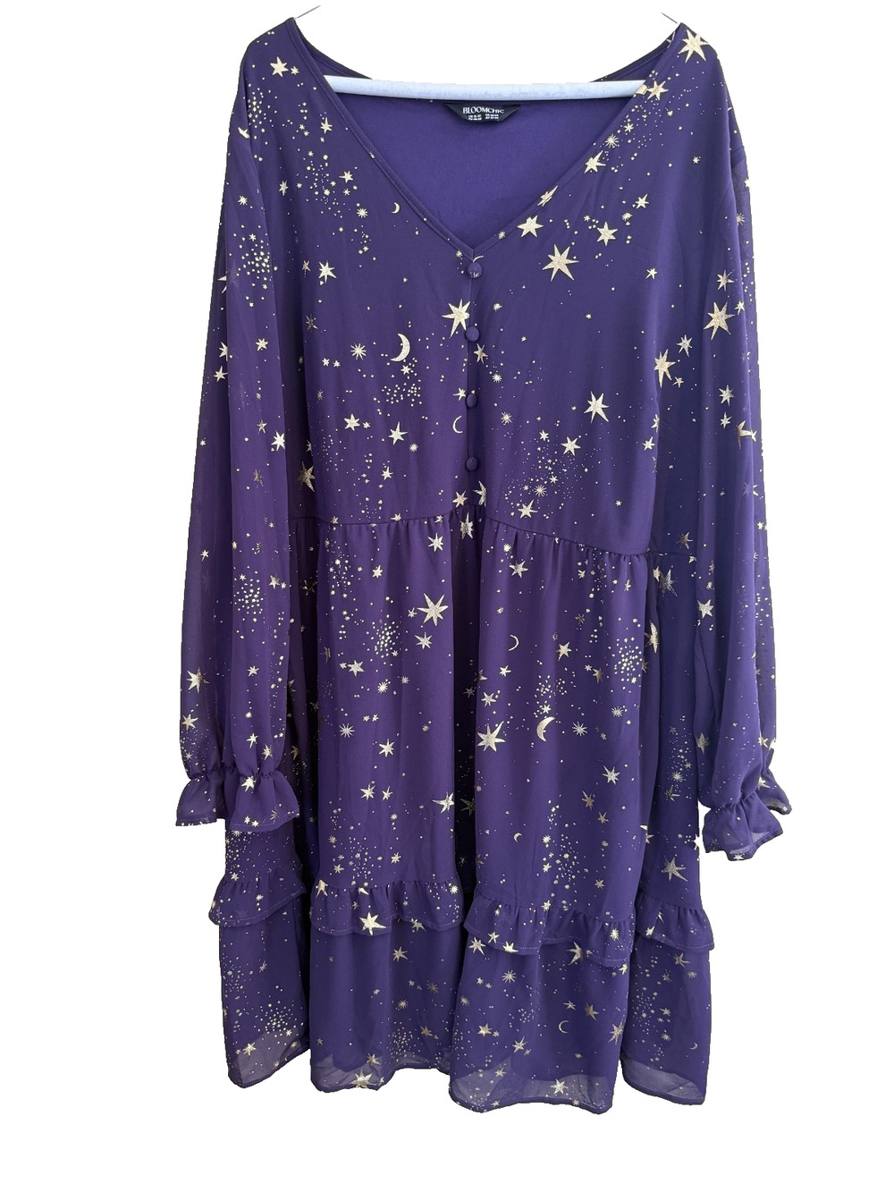 Bloomchic Purple Star/Moon Tiered Celestial Dress Size 18/20 Halloween Witchy